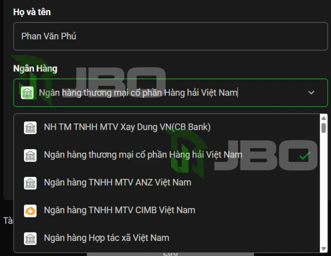 Enter the required information and the receiving bank details