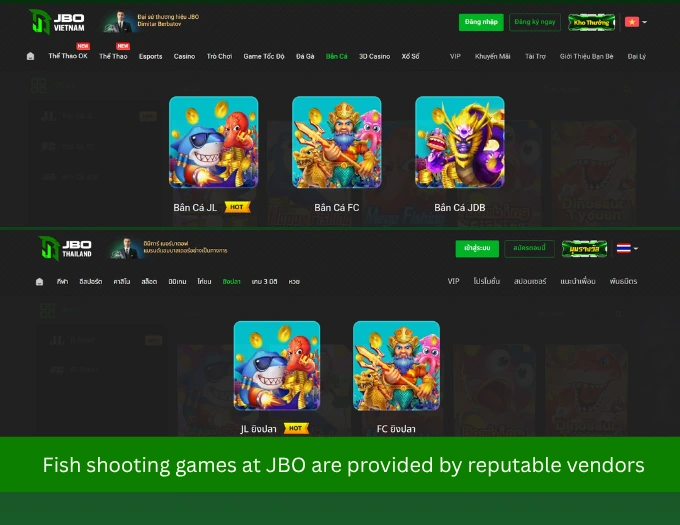 Fish shooting games at JBO are provided by reputable vendors