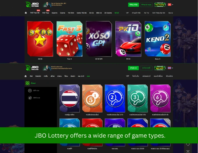 JBO Lottery offers a wide range of game types