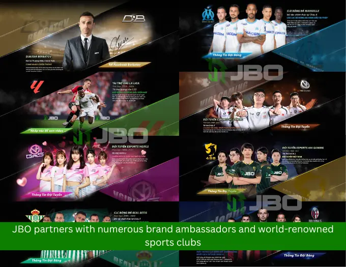 JBO partners with numerous brand ambassadors and world-renowned sports clubs