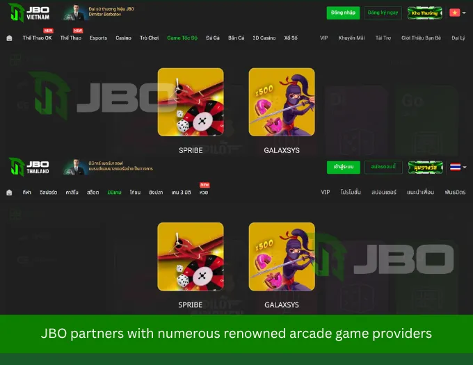 JBO partners with numerous renowned arcade game providers